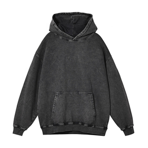 Design personnalisé Vintage Streetwear Hoodie 100% coton lavé à l'acide poids lourd surdimensionné français polaire imprimé motif saison d'hiver - Product Image 2