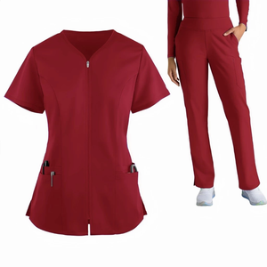 Blouse d'hôpital unisexe à manches courtes en coton et polyester tissé, extensible dans les 4 sens, avec détection d'aiguilles, personnalisable, marque OEM - Product Image 5