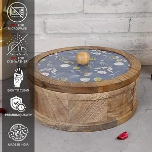 High Strength Printed Premium Quality <b>Wooden</b> Chapati <b>Box</b> Heat Retaining Features Kitchen Dishwasher Safe Moisture-Proof - Product Image 2