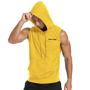 Wholesale OEM Gym <b>Sleeveless</b> <b>Hoodies</b> Lightweight Solid Color Summer Polyester/cotton Material - Product Image 2