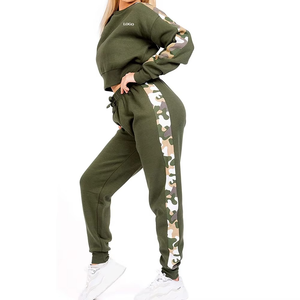 Conjunto de chándal de dos piezas recortado cómodo de algodón de alta calidad para mujer, conjunto de chándal de manga larga con bloques de Color para mujer, conjunto de invierno - Product Image 5