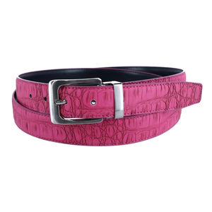 Cinturones de Vestir Reversibles para Hombre de Alta Calidad, Personalizados OEM, Color Rosa Intenso, Cuero Genuino, Diseño Personalizado al por Mayor - Product Image 1