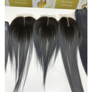 Extensiones de cabello humano crudo Bonestraight Remy vietnamita de alta calidad, trama plana frontal de encaje, cierre de Color personalizable, todos los tamaños - Product Image 2