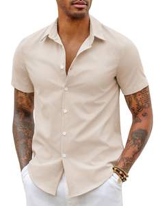 Camisa de Manga Corta para Hombre, Personalizada al por Mayor, Informal, Formal, Lista para Usar, Sin Plancha, Tejido de Algodón, Bambú y Elastano, Antiarrugas - Product Image 5