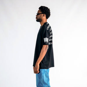 T-shirt en coton lourd à col tombant, personnalisable avec logo, streetwear, impression de t-shirt lourd, noir, épais, vierge - Product Image 3