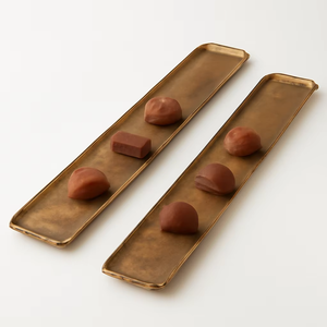 Antique Bronze Long Chocolate Tray for Eid Ramadan Sweet Gifting Dry Fruit Plate Arabic Dessert Platter for Festive Use - Product Image 1