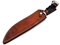 Couteau classique en acier au carbone à manche en bois personnalisé de haute qualité couteau de chasse et étui en cuir de peau de vache