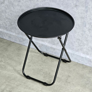 Minimalist Foldable <b>Round</b>-Top Lemon Tea <b>Table</b> Portable <b>Folding</b> <b>Table</b> BTC002 for Courtyard Kitchen Made Powder-Coated Iron Wood - Product Image 5