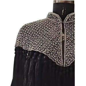 Vintage modeste pleine longueur robe de mariée géométrique Poncho superposition respirant grandes tailles court brodé paillettes pour le printemps - Product Image 2