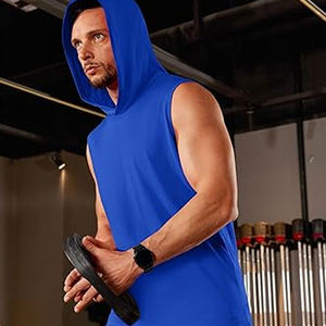 Gilet d'entraînement d'été pour hommes, sweat à capuche sans manches de style ample avec grande poche, débardeurs pour hommes, respirant, personnalisation des prix bon marché - Product Image 3