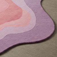Handmade Wool Rug in Pink Purple Irregular Shape Modern Carpet for Living Room & Kids Room Soft Custom Home Decor Picnic Use