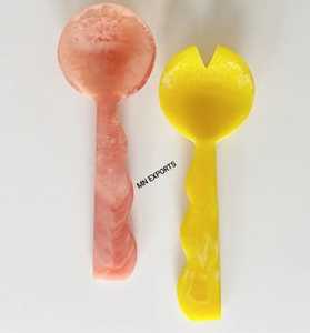 Novelty <b>Plastic</b> Tea Spoons Long Handle Lightweight Pink Yellow Giveaways Party Utensils - Product Image 1