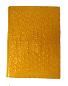 Journal en cuir véritable fait à la main de qualité supérieure rechargeable en relief conception couleur jaune imprimé Logo carnets cadeaux - Product Image 1