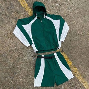 Alta calidad logotipo personalizado cremallera Cargo Color Block deportes gimnasio cremallera completa rompevientos conjunto chándales HIGH STREET - Product Image 1