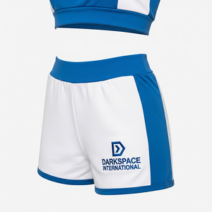 Sports Apparel Hot Sale Skinny <b>Blue</b> & White Fitness Set Wholesale New Arrival <b>Women's</b> Gym Sets Elastic Waist Top Short Set - Product Image 3