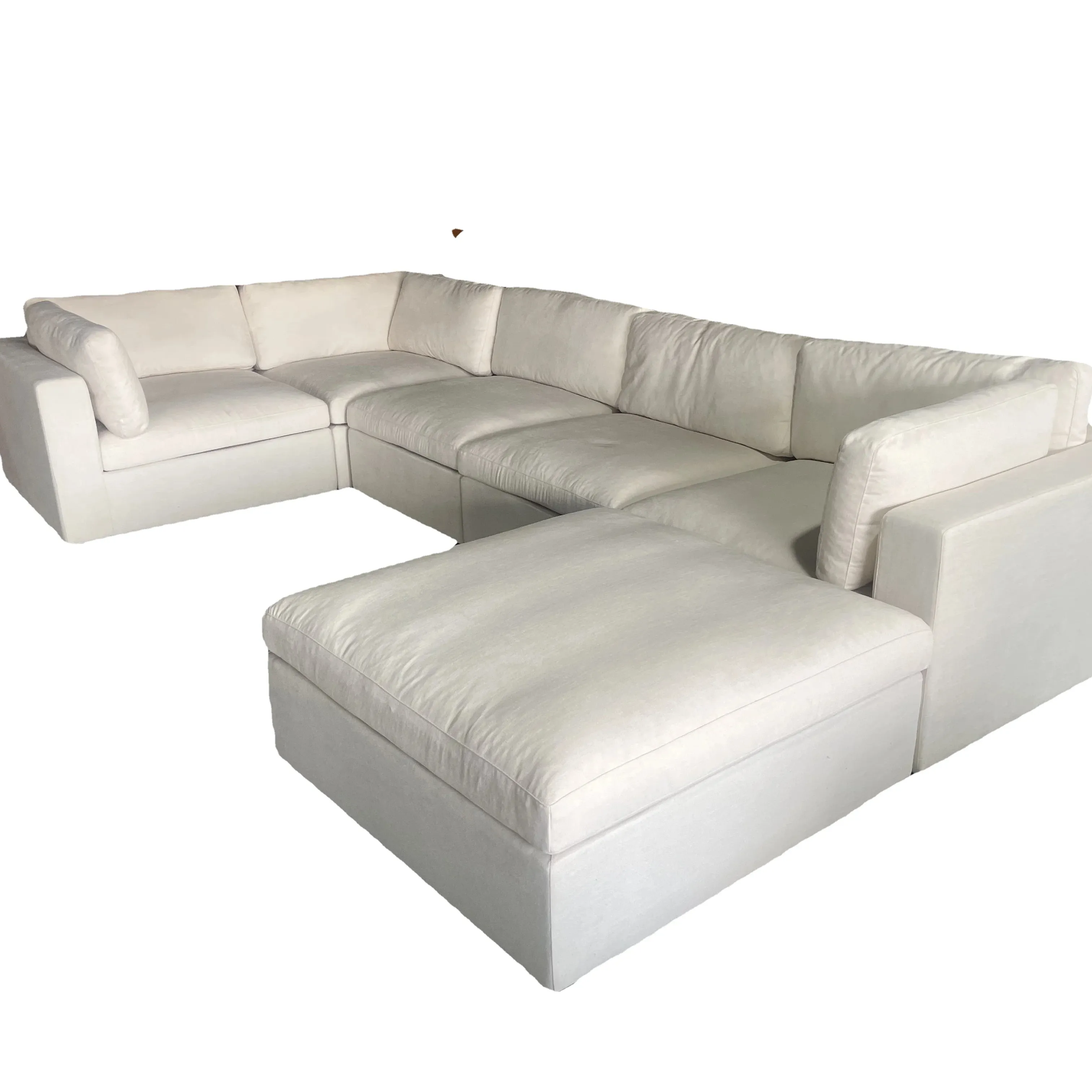 Luxo moderno Branco Down Nuvem Sofá-cama U Forma Modular Nuvem Sofá secional