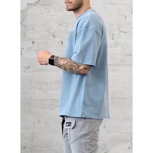 Custom Design Men's Oversize 100% Cotton Long Sleeve Fleece Heavyweight 220g Round Neck T-Shirt with Custom <b>Logo</b> & Blank Options - Product Image 2