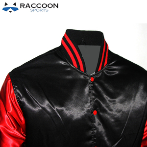 Latest Design New Satin Baseball Jacket Breathable <b>Canvas</b> Winter Sports Jacket <b>Covered</b> Button Raccoon Design Waterproof - Product Image 3