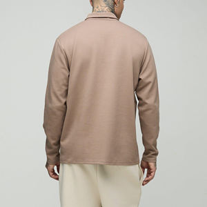 T-shirt polo à manches longues de haute qualité pour hommes 100% coton coupe ample couleur unie polo imprimé personnalisé pour hommes - Product Image 4