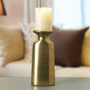 Portavelas artístico de aluminio con acabado dorado perfecto para cenas decorativas con velas y decoración de habitaciones de celebración - Product Image 2
