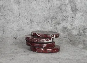 Dessous de verre ronds en marbre rouge fabriqués à la main de qualité exportée pour le salon ou la table de cuisine disponibles au prix export - Product Image 6