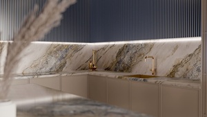Apatit Printed Quartz Slab Kitchen Countertop <b>Vanity</b> Top 2cm 3cm Polished Prefabricated Stone For Construction Use - Product Image 4