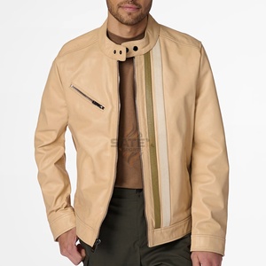 Premium Genuine Leather Jacket Men <b>Stand</b> Collar Casual Motorcycle <b>Coat</b> Customized Wholesale Outerwear - Product Image 6