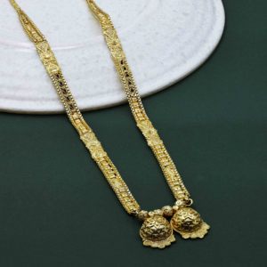 สร้อยคอทองเหลืองชุบทอง24K สำหรับผู้หญิงแต่งงานอินเดียยาว - Product Image 5