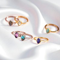 2025 tendance nouveauté 925 en argent Sterling Marquise Quartz bague de mariage lisse bande droite en gros en vrac bijoux femmes