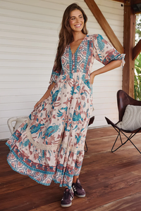 High Quality Vintage Boho Print Custom Boho <b>Beach</b> Holiday Women Summer Sleeveless Lace up Embroidery a Line Maxi <b>Dress</b> - Product Image 5