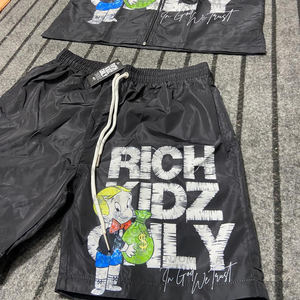 Printemps automne nouveau logo personnalisé unisexe léger décontracté solide coton chemises Shorts deux pièces ensemble coupe-vent survêtement - Product Image 5