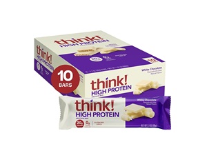 <b>think</b>! Protein Bars, High Protein Snacks, Gluten Free, Kosher Friendly, White Chocolate 2.1 Oz per Bar, 10 Count - Product Image 1