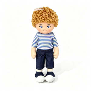 customized Curly blonde hair boy rag <b>doll</b> Fabric boy <b>doll</b> plush toy Plaid shirt boy stuffed <b>doll</b> Standing boy cloth <b>doll</b> - Product Image 5
