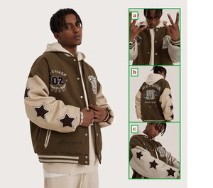 Nouvelle conception de veste bomber universitaire en laine/polyester à double boutonnage personnalisée - Product Image 5