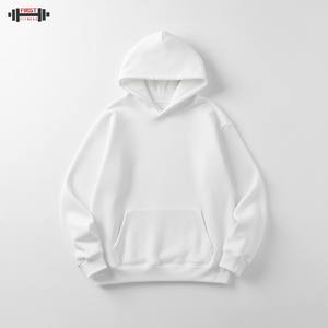 Sweats à capuche en polaire sans ficelle avec logo personnalisé, streetwear teint en tissu uni, impression bouffante, fabricant 300gsm de coton régulier - Product Image 2