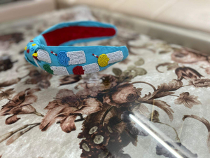 Stylish Seed Bead Knotted <b>Headbands</b> with Cups & Straws Trendy <b>Velvet</b> Fabric Hair Accessories Braided and Knotted Style - Product Image 3