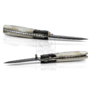 Cuchillo plegable de acero damasco hecho a mano, diseño de hueso de camello, multiherramienta de supervivencia y caza al aire libre para Bushcraft y Camping - Product Image 6