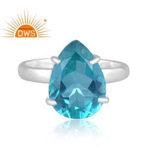 La mejor calidad fina plata esterlina doblete Santamaria aguamarina cuarzo piedra preciosa anillo apilable fabricante de joyería personalizada - Product Image 3