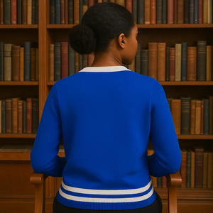 Zeta Phi Beta ZPB Sorority Casual invierno tejido Universidad cárdigan suéter acrílico con patrón sólido bordado Decoración - Product Image 3