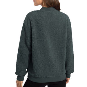 Vente en gros de veste polaire Sherpa de qualité supérieure pour femmes personnalisable fermeture éclair complète toile respirante tenue décontractée chaude confortable - Product Image 5
