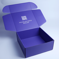 Emballage de carte de visite en carton ondulé imprimé double face violet kraft pour vêtements et affichage du logo des cils