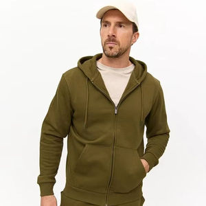 Sweat-shirt à capuche zippé streetwear d'hiver, col montant, pull en tissu gaufré, sweat-shirt en polaire pour homme, personnalisable, séchage rapide - Product Image 1