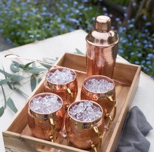 Precio a granel de lujo Metal martillado Moscow Mule Mug con coctelera Juego de 3 - Product Image 2