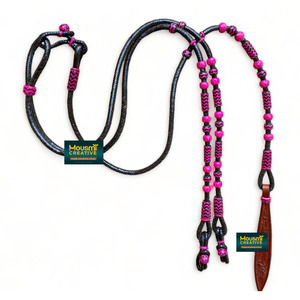 Vente en gros OEM accepté Western Equestrian Horse Racing tressé teint Rênes romales en cuir avec perles et accents - Product Image 4