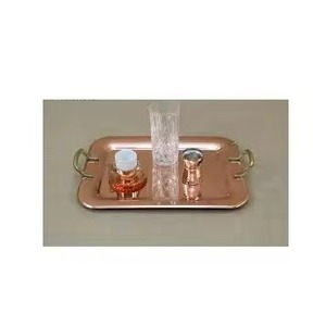 Artículos de mesa de té de café hechos a mano Bandeja de cobre Forma rectangular Mejor diseño Bandeja de cobre Taza de té Vidrio La mejor calidad - Product Image 1