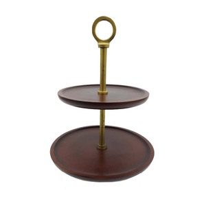 Support à gâteau rond en bois imprimé à un seul niveau, fini, pour mariage, anniversaire, présentoir personnalisé fait main en gros - Product Image 4