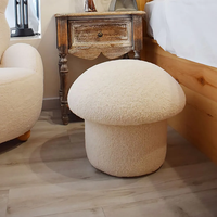 Mobilier de salon de luxe moderne, tissu à Boucle blanche, repose-pieds rembourré, pouf nordique rond en forme de champignon