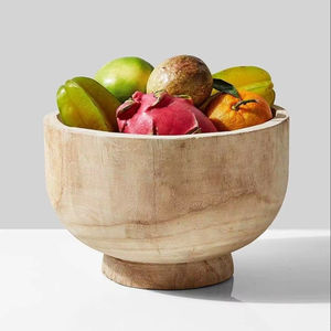 ชามไม้แนวชนบทสำหรับตกแต่งโต๊ะอาหารและใช้ในชีวิตประจำวันพร้อมรายละเอียดศิลปะทำมือแบบดั้งเดิม - Product Image 1