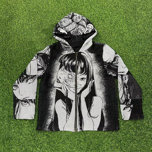 Haute Qualité Homme À Capuche Hommes Plus La Taille Casual Boxy Hommes 100% Coton Crop Lourd Zip up Personnalisé Strass Hoodies - Product Image 6