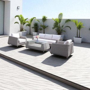 ชุดเครื่องจักสานเทียม PRSF-TP3หวายเทียมโพลีหวายที่นั่งพักผ่อนกลางแจ้งขนาดใหญ่พร้อมรูปพระจันทร์สำหรับสวนหรือดาดฟ้า - Product Image 2